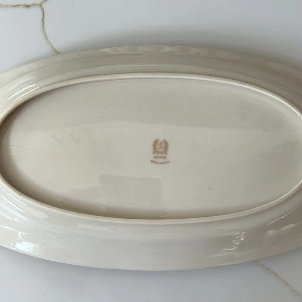 Lenox Porcelain Gold Trim Basket Weave Pattern Serving Tray